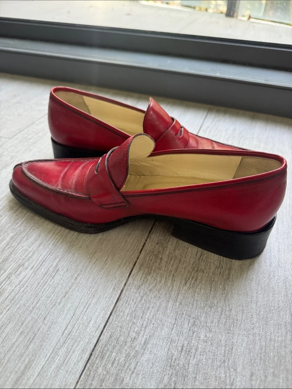 Miu Miu Vintage Red Leather Penny Loafers size 36.5
